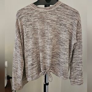 Aerie Women's Heathered Gray Drawstring Top & Bottom Set